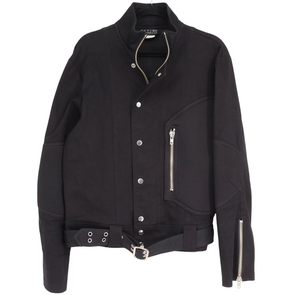 Vintage Lip Service Fetish Women's Black Moto Jacket Size L Belted Goth Punk Y2K